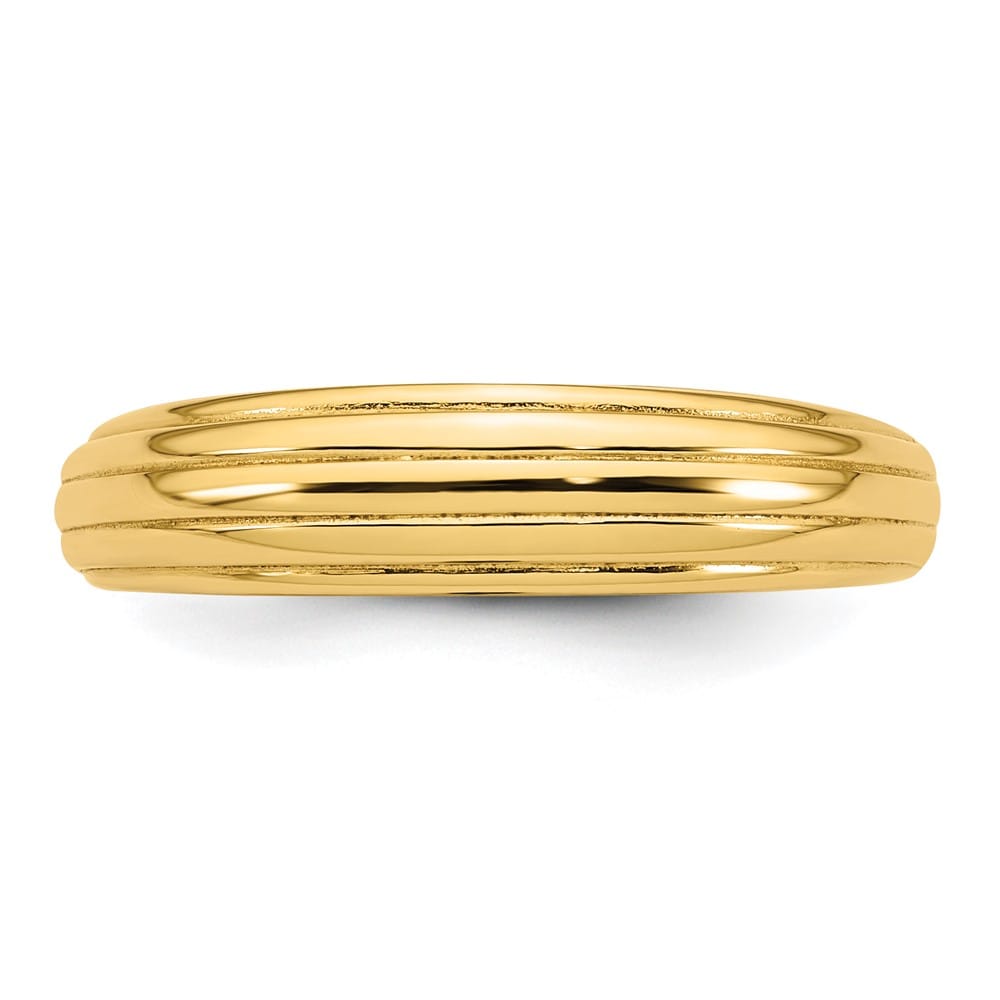 14k Yellow Gold Polished Grooved Graduated Ring Ladies Stock Size 7 Ring Are Refundable