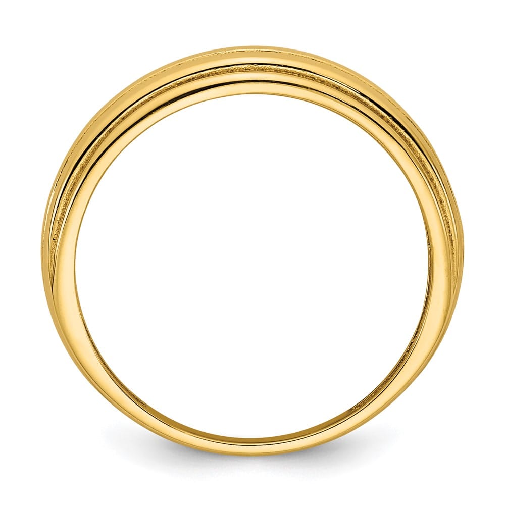 14k Yellow Gold Polished Grooved Graduated Ring Ladies Stock Size 7 Ring Are Refundable