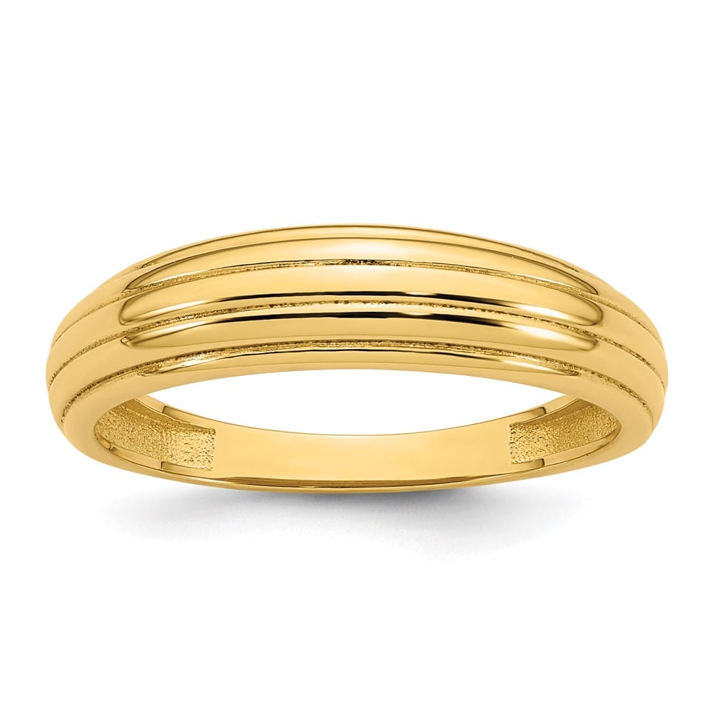 14k Yellow Gold Polished Grooved Graduated Ring Ladies Stock Size 7 Ring Are Refundable