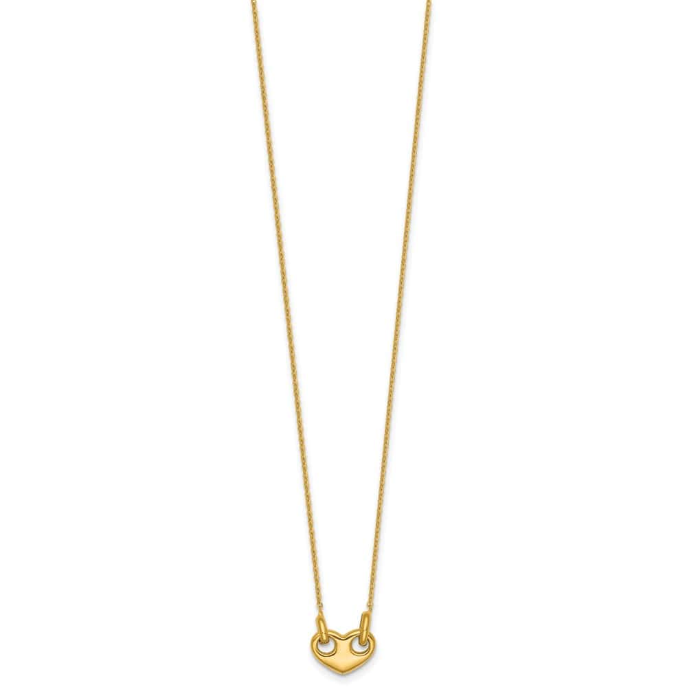 14K Yellow Gold Polished Heart 18 inch Necklace