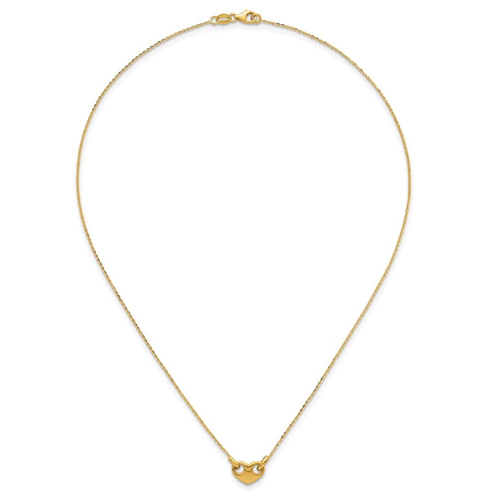 14K Yellow Gold Polished Heart 18 inch Necklace