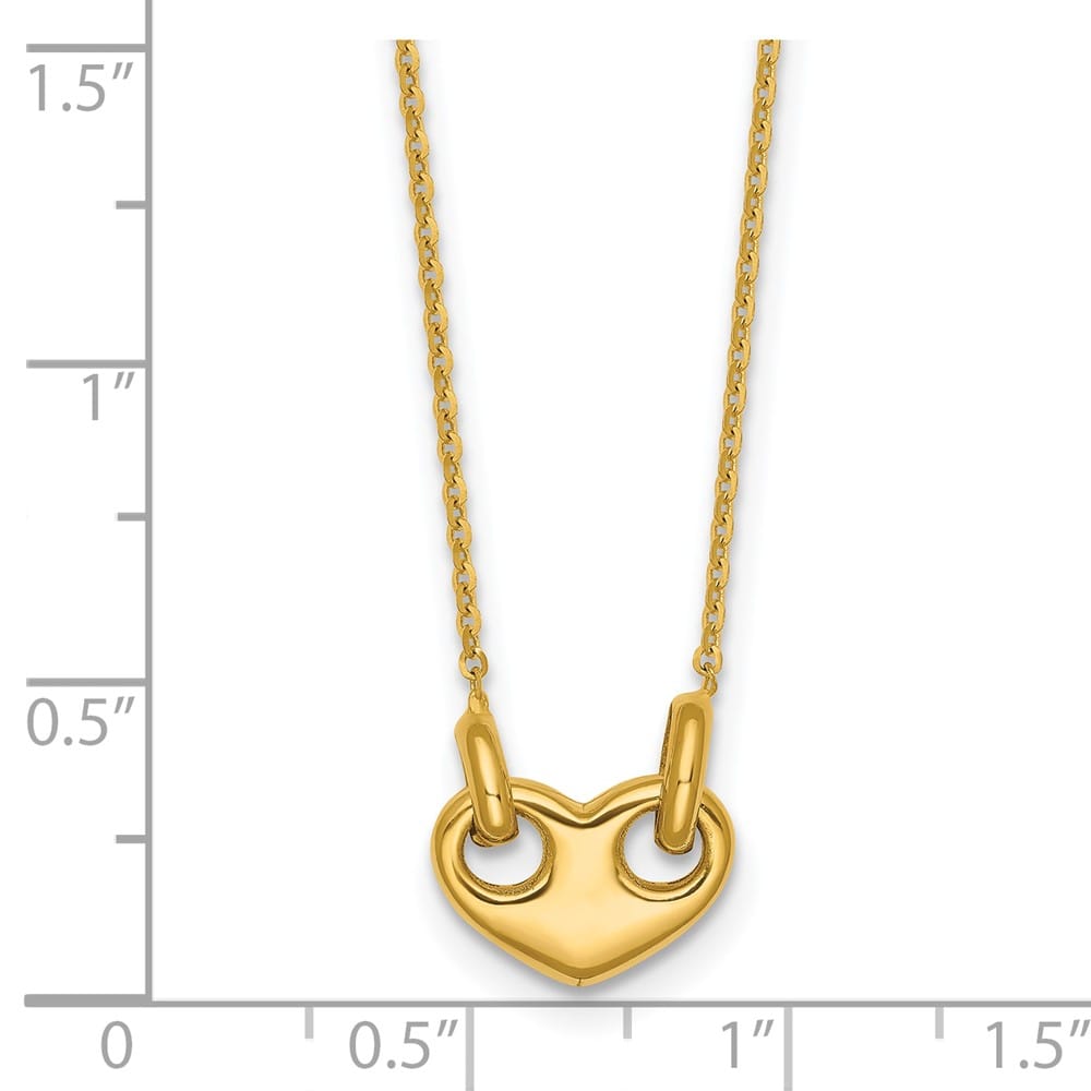 14K Yellow Gold Polished Heart 18 inch Necklace