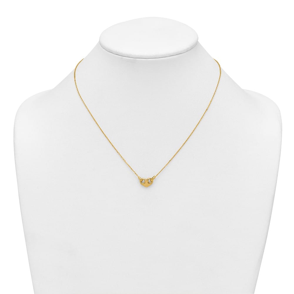 14K Yellow Gold Polished Heart 18 inch Necklace