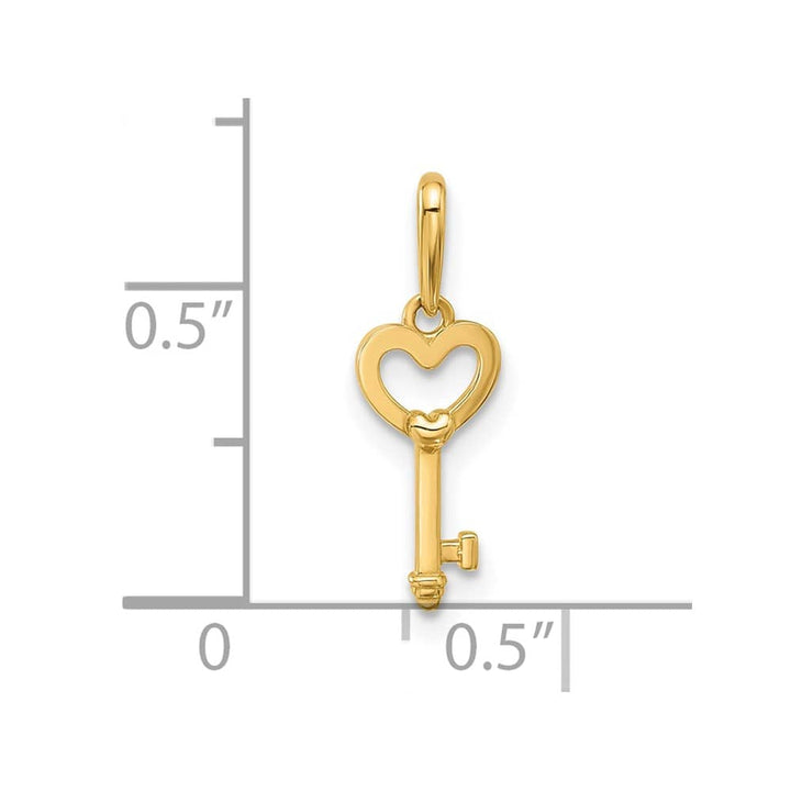 14K Yellow Gold Polished Heart Key Pendant (18 mm)