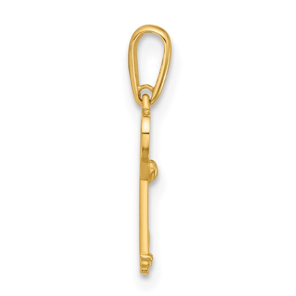 14K Yellow Gold Polished Heart Key Pendant (18 mm)