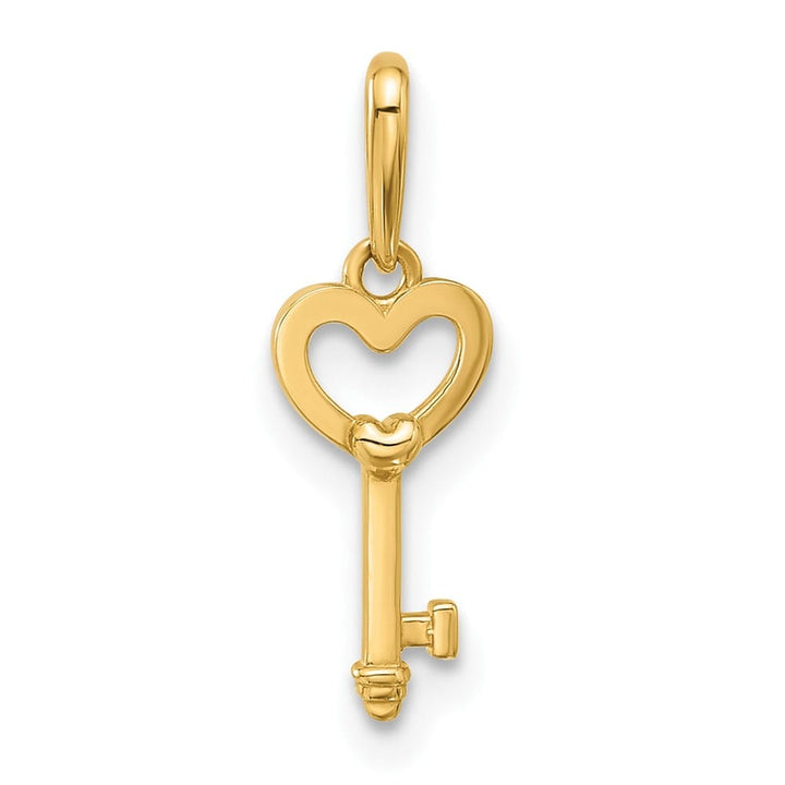 14K Yellow Gold Polished Heart Key Pendant (18 mm)