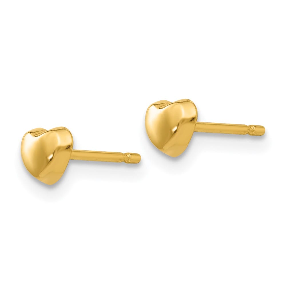 14K Yellow Gold Polished Heart Post 4 x 4 mm Earrings, view 2 of 4