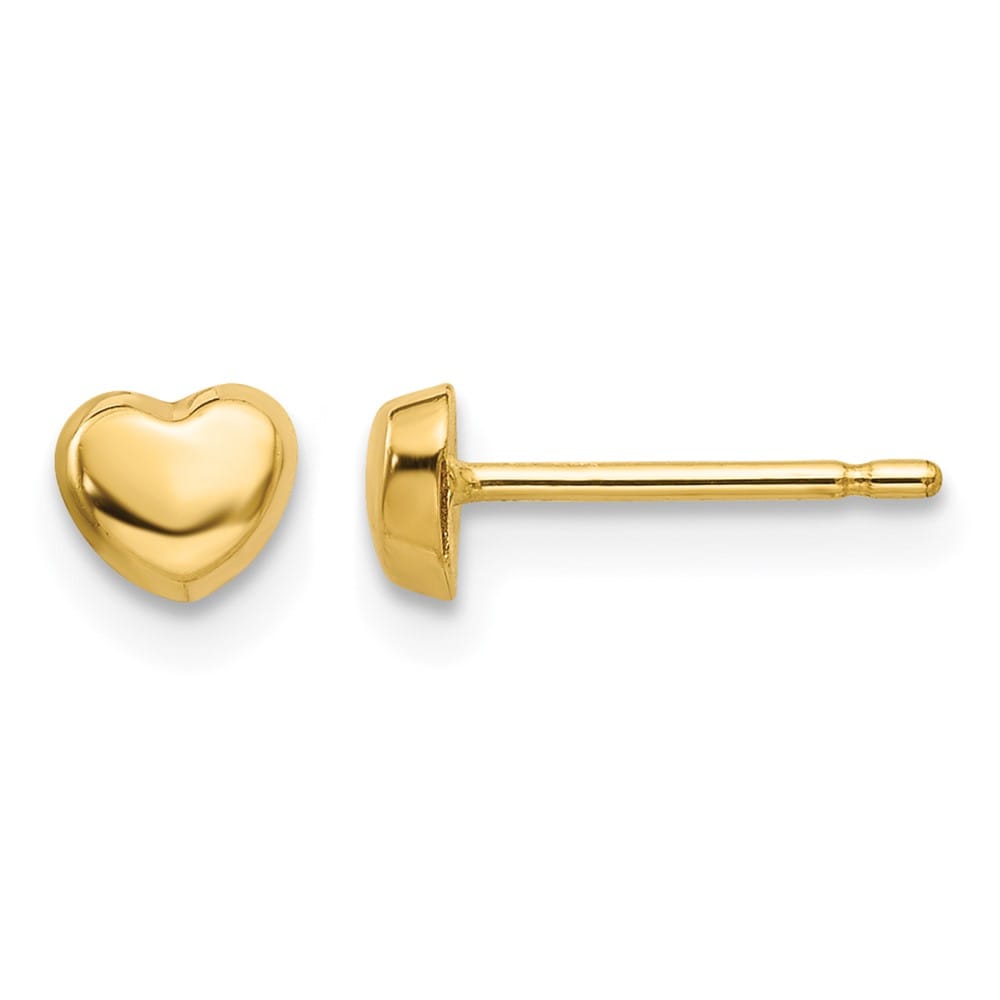 14K Yellow Gold Polished Heart Post 4 x 4 mm Earrings, view 1 of 4