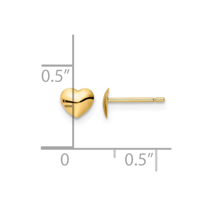 14K Yellow Gold Polished Heart Post Stud 4.5 x 5.25 mm Earrings, view 4 of 4
