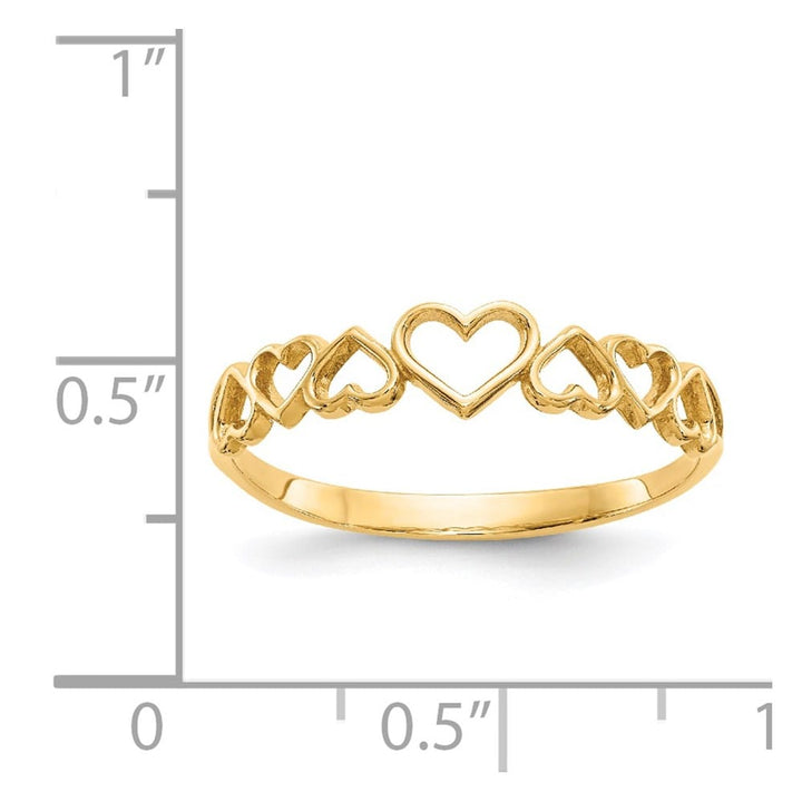 14k Yellow Gold Polished Hearts Ring