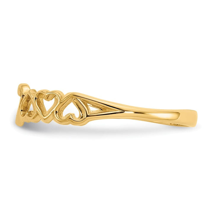 14k Yellow Gold Polished Hearts Ring