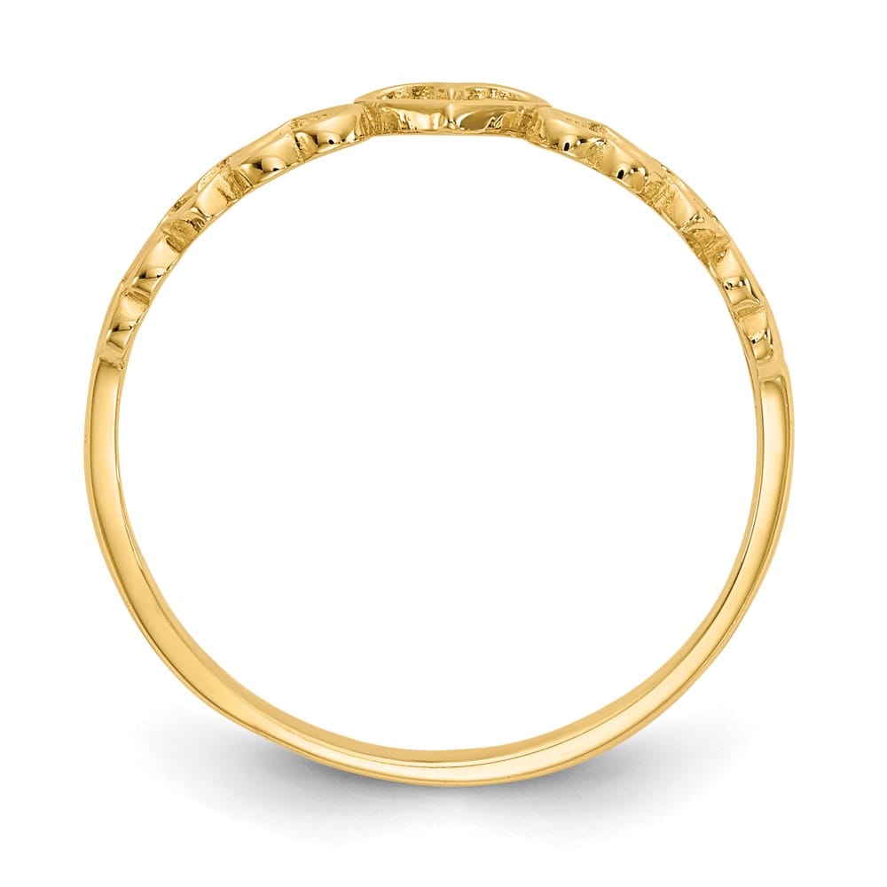 14k Yellow Gold Polished Hearts Ring