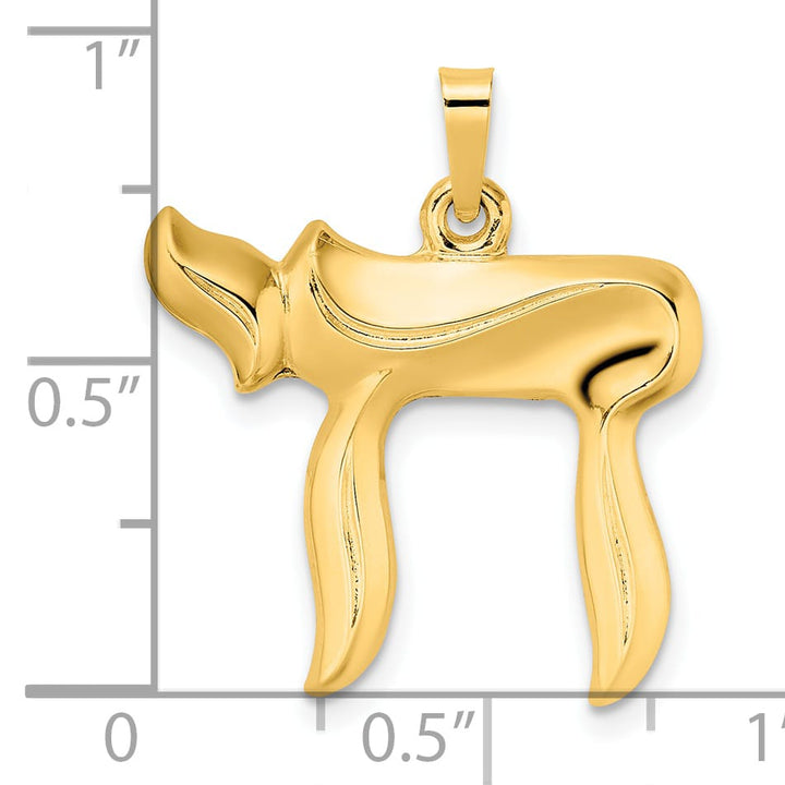14K Yellow Gold Polished Hollow Chai Symbol Pendant