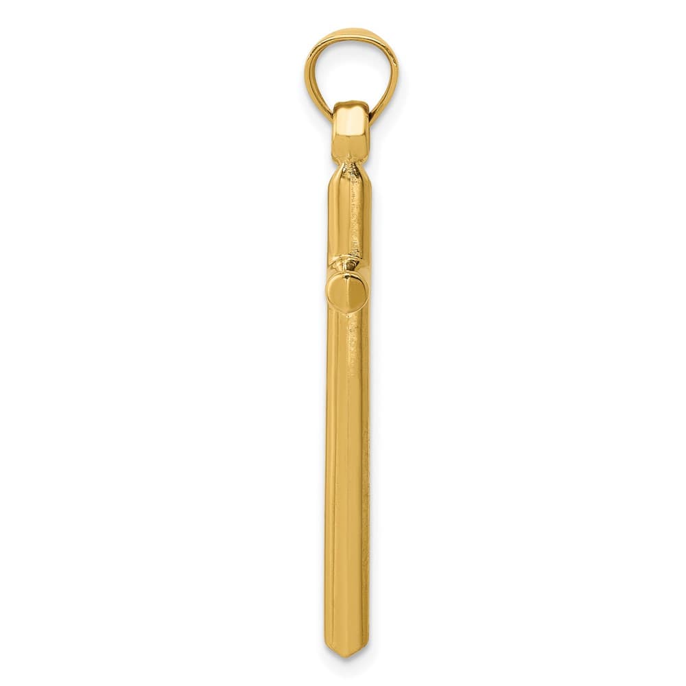 14K Yellow Gold Polished Hollow Cross Pendant 38mm, view 2 of 4