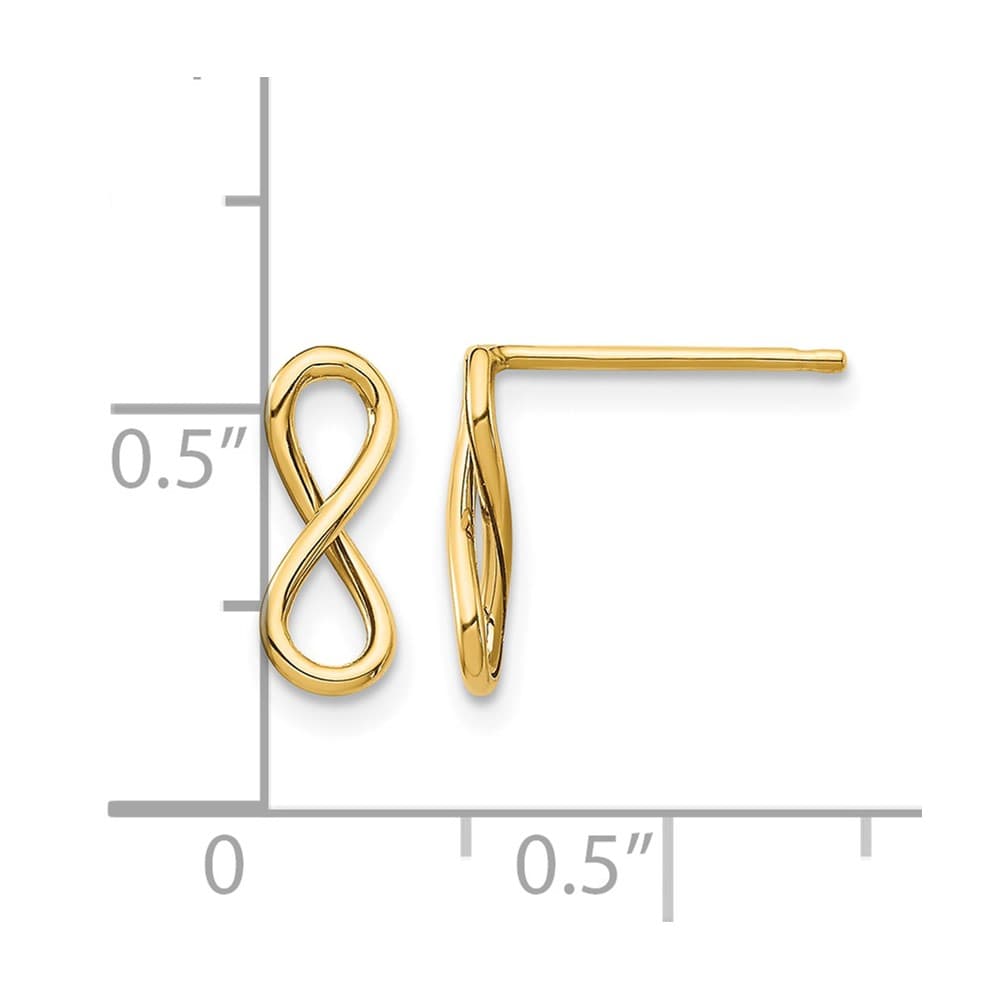 14K Yellow Gold Polished Infinity Post Earrings, view 4 of 4