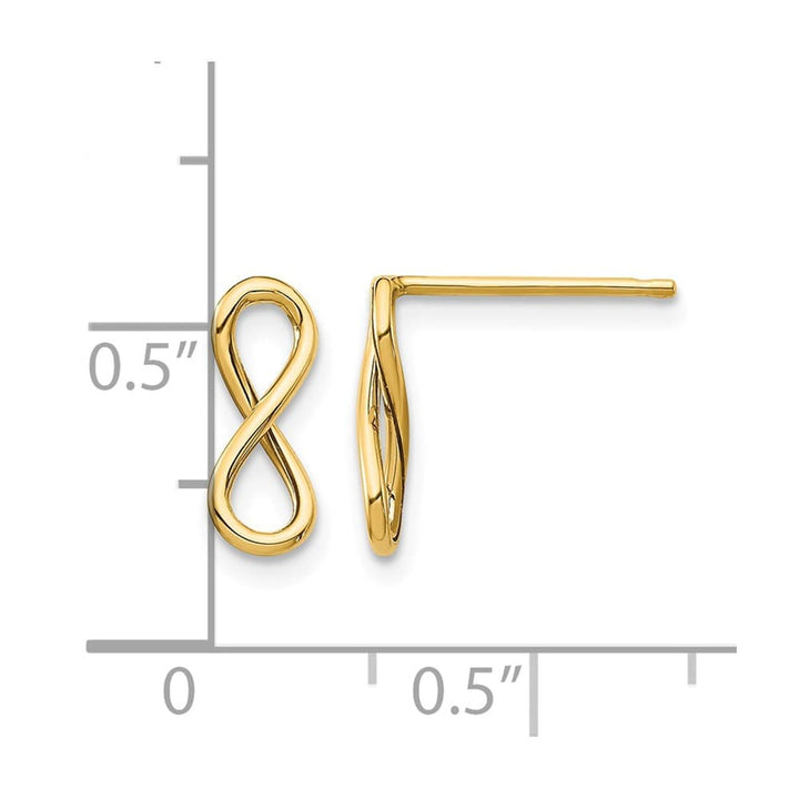 14K Yellow Gold Polished Infinity Post Earrings, view 4 of 4