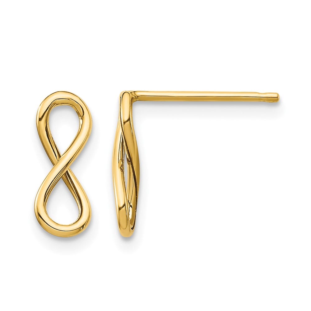 14K Yellow Gold Polished Infinity Post Earrings, view 1 of 4