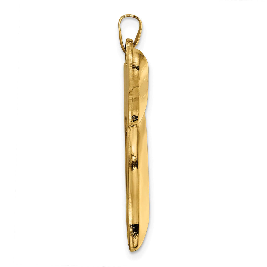 14K Yellow Gold Polished Large Hollow Chai Symbol Pendant
