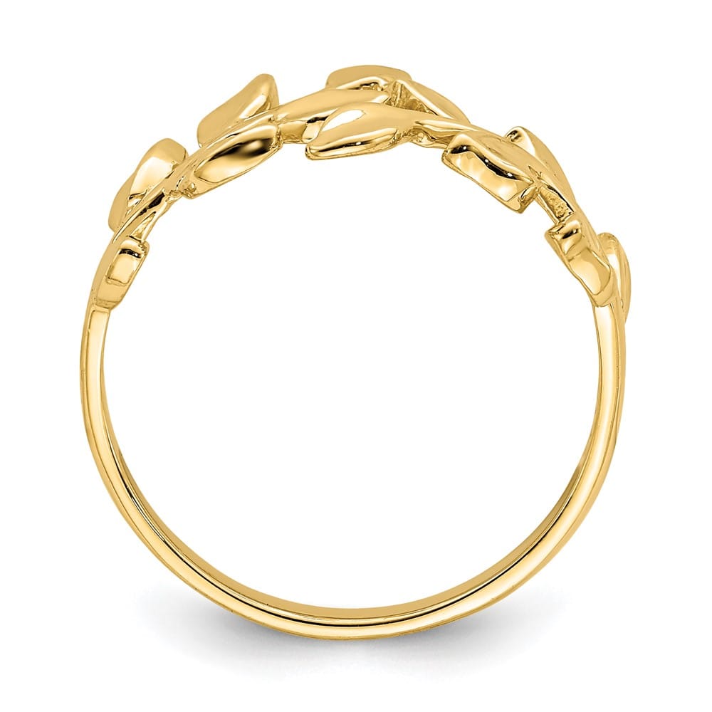 14k Yellow Gold Polished Leaf Ring