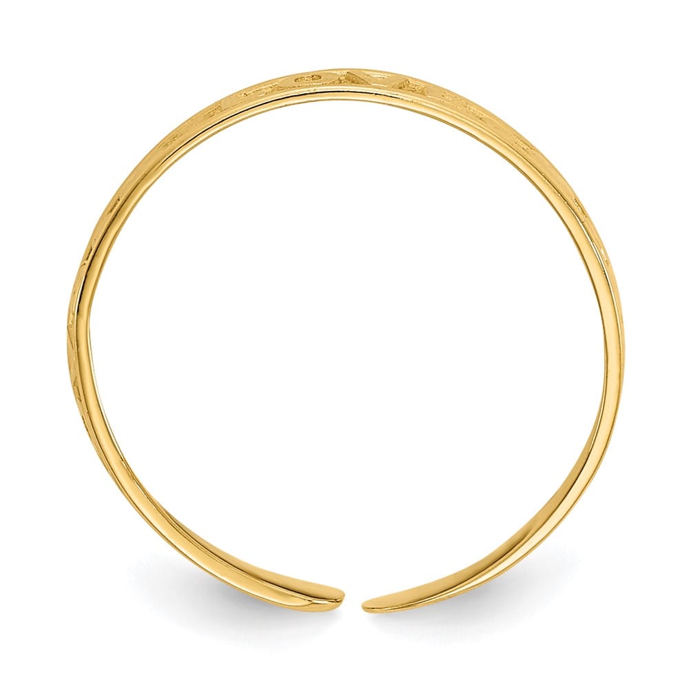14k Yellow Gold Polished Love and Hearts Toe Ring