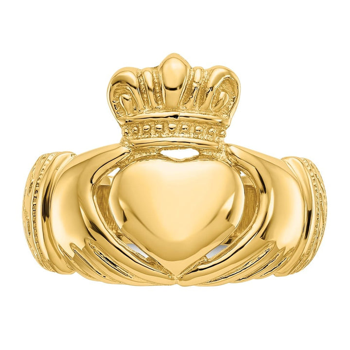 14k Yellow Gold Polished Men's Domed Claddagh Ring