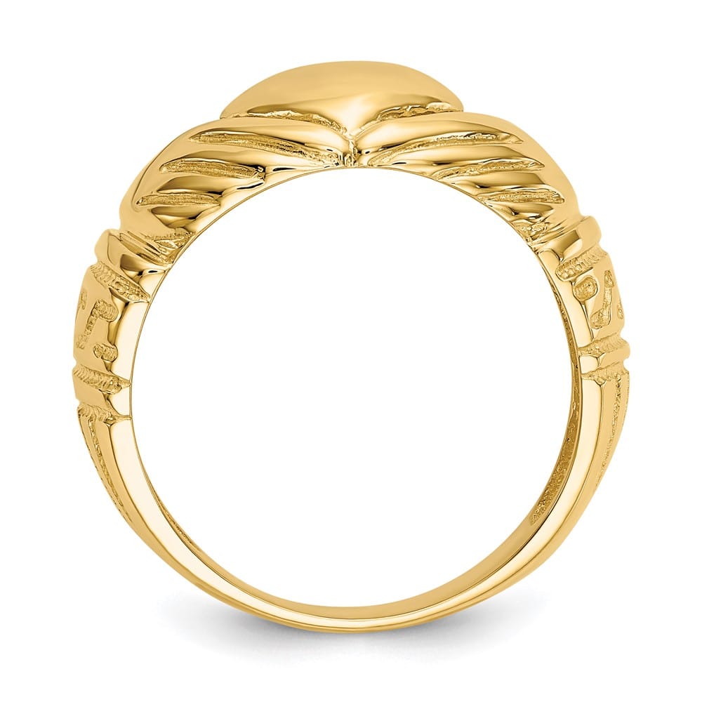 14k Yellow Gold Polished Men's Domed Claddagh Ring