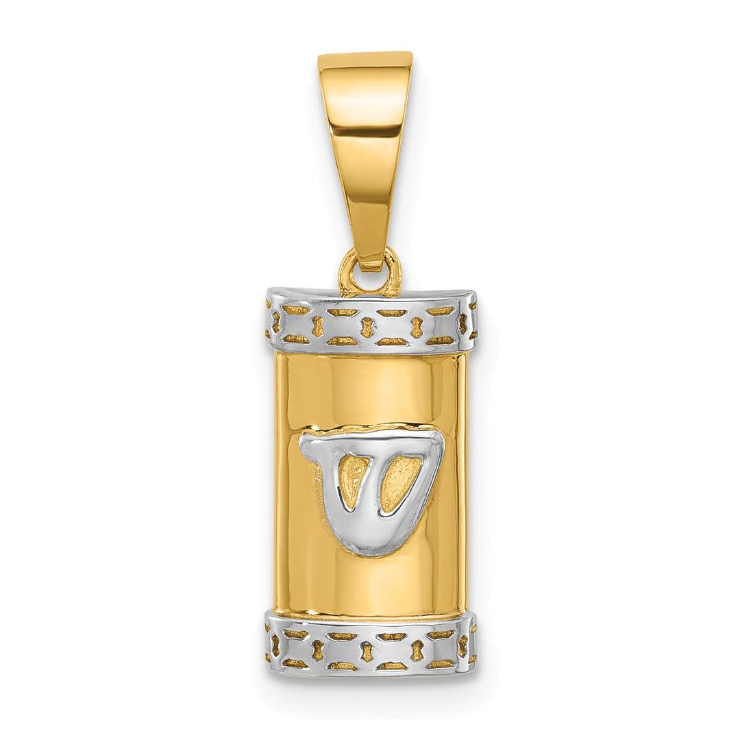 14K Yellow Gold Polished Mezuzah with Shin Pendant