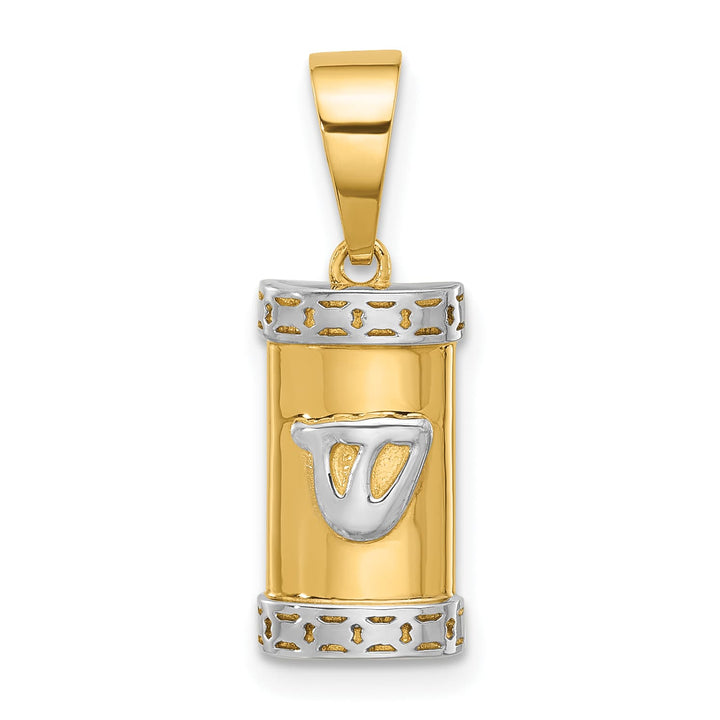 14K Yellow Gold Polished Mezuzah with Shin Pendant