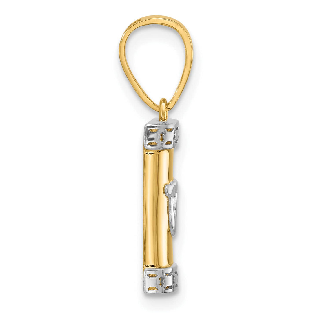 14K Yellow Gold Polished Mezuzah with Shin Pendant