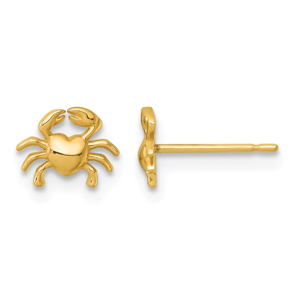 14K Yellow Gold Polished Mini Crab Post Earrings, view 1 of 3