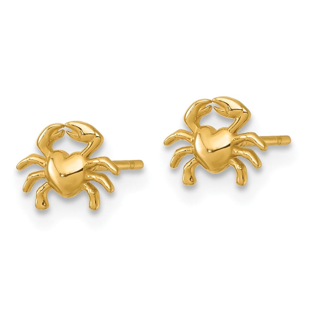 14K Yellow Gold Polished Mini Crab Post Earrings, view 2 of 3