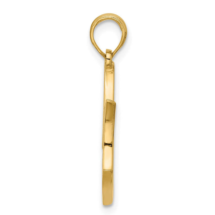 14K Yellow Gold Polished MOM And Heart Pendant