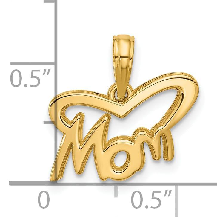 14K Yellow Gold Polished MOM Pendant