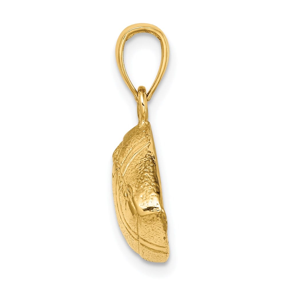14K Yellow Gold Polished Open-Backed Football Charm