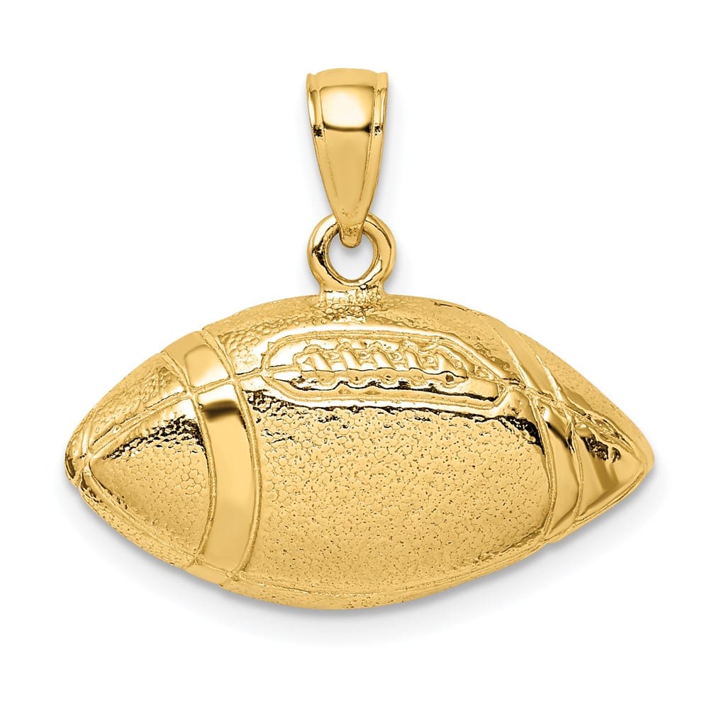 14K Yellow Gold Polished Open-Backed Football Charm