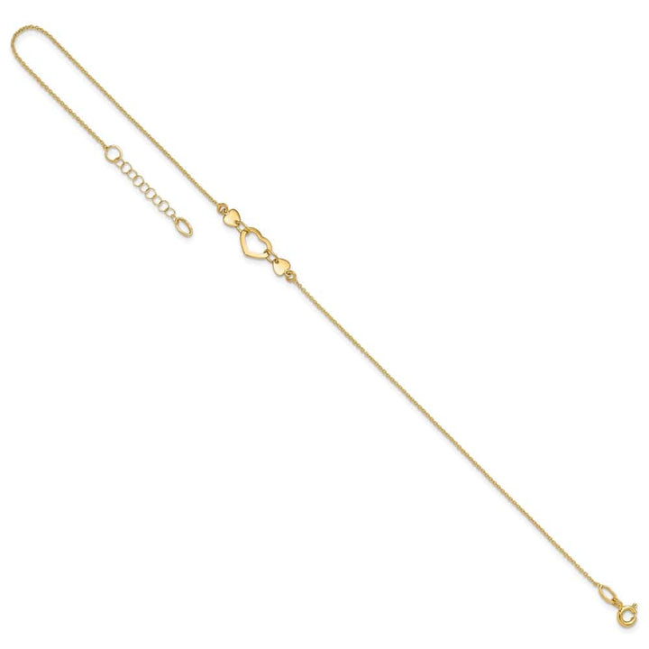 14K Yellow Gold Polished Open Heart Anklet