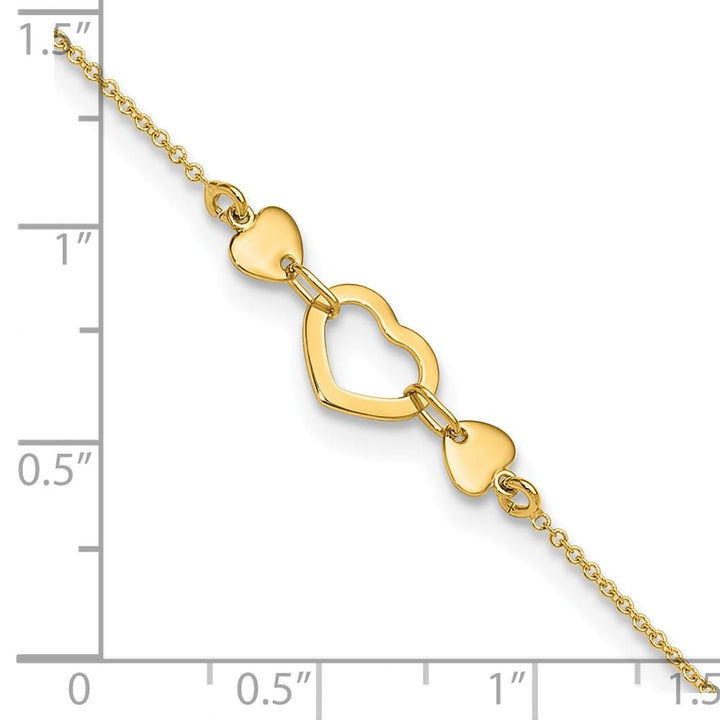 14K Yellow Gold Polished Open Heart Anklet