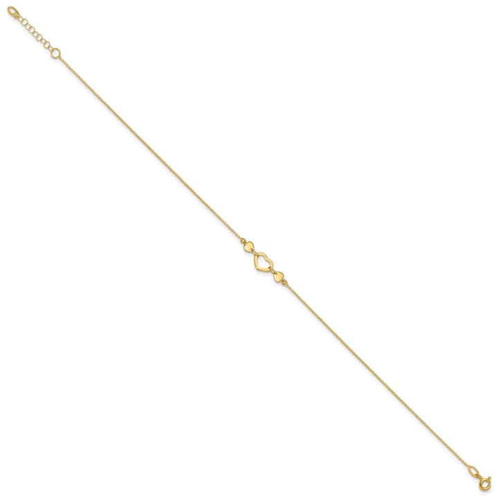 14K Yellow Gold Polished Open Heart Anklet