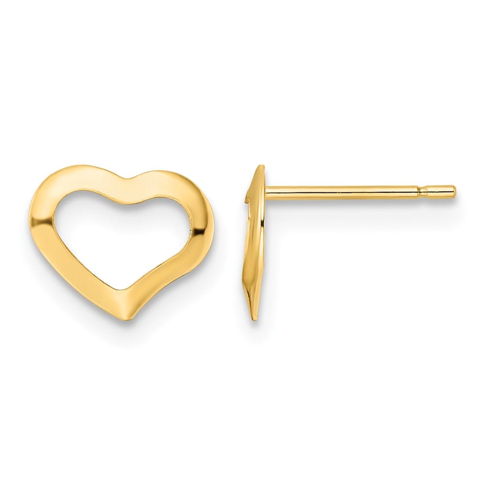 14K Yellow Gold Polished Open Heart Post Earrings, view 1 of 4