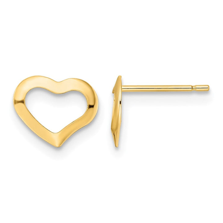 14K Yellow Gold Polished Open Heart Post Earrings, view 1 of 4