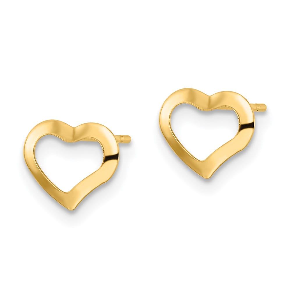 14K Yellow Gold Polished Open Heart Post Earrings, view 2 of 4