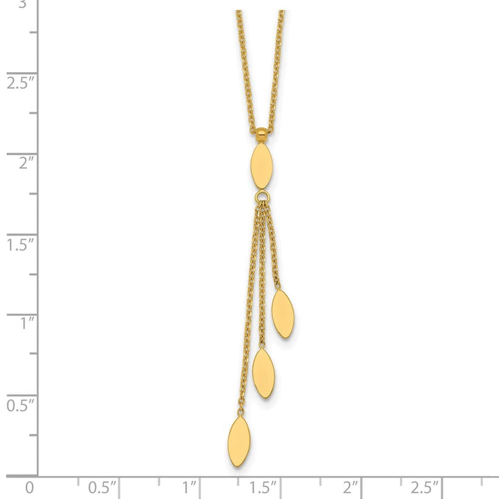 14K Yellow Gold Polished Oval 3-Dangles 18 inch Necklace
