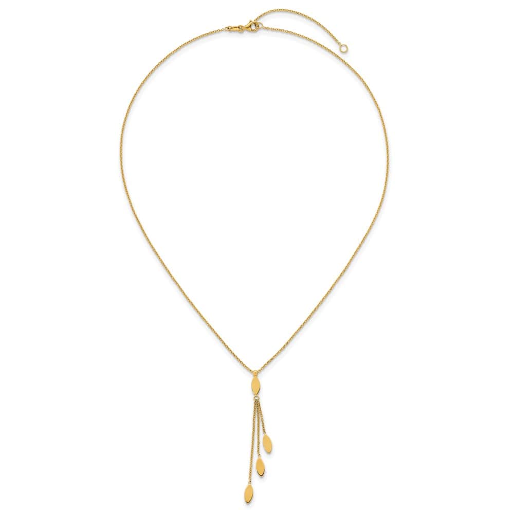 14K Yellow Gold Polished Oval 3-Dangles 18 inch Necklace