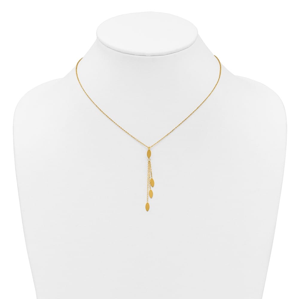 14K Yellow Gold Polished Oval 3-Dangles 18 inch Necklace