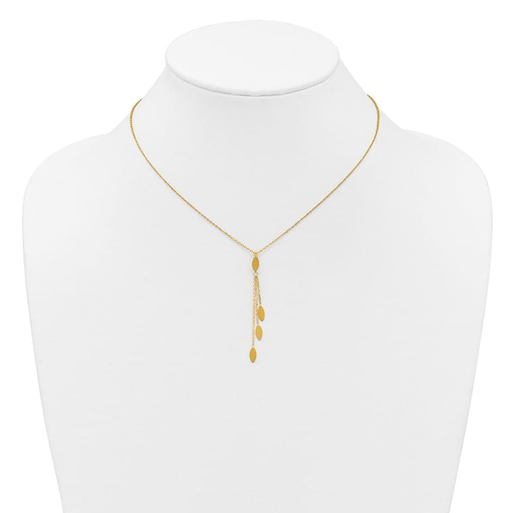 14K Yellow Gold Polished Oval 3-Dangles 18 inch Necklace
