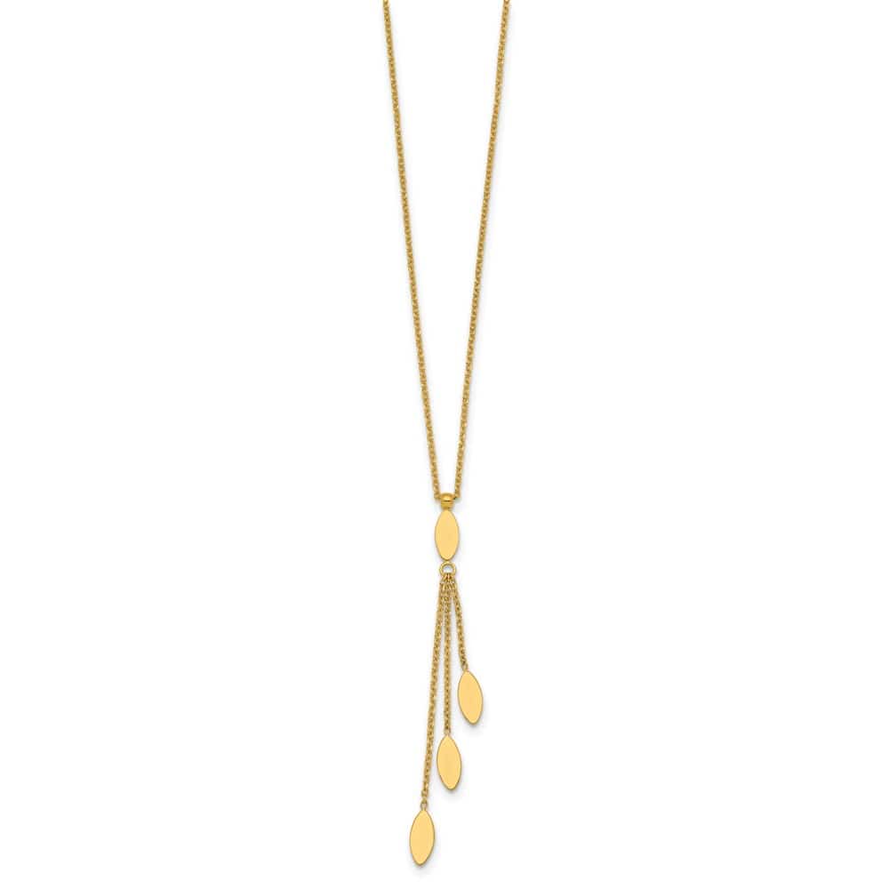 14K Yellow Gold Polished Oval 3-Dangles 18 inch Necklace