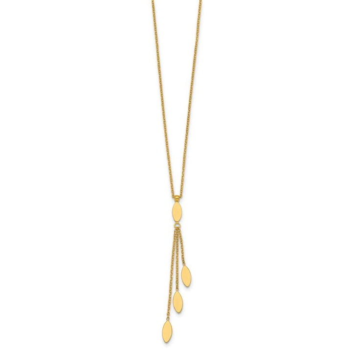 14K Yellow Gold Polished Oval 3-Dangles 18 inch Necklace