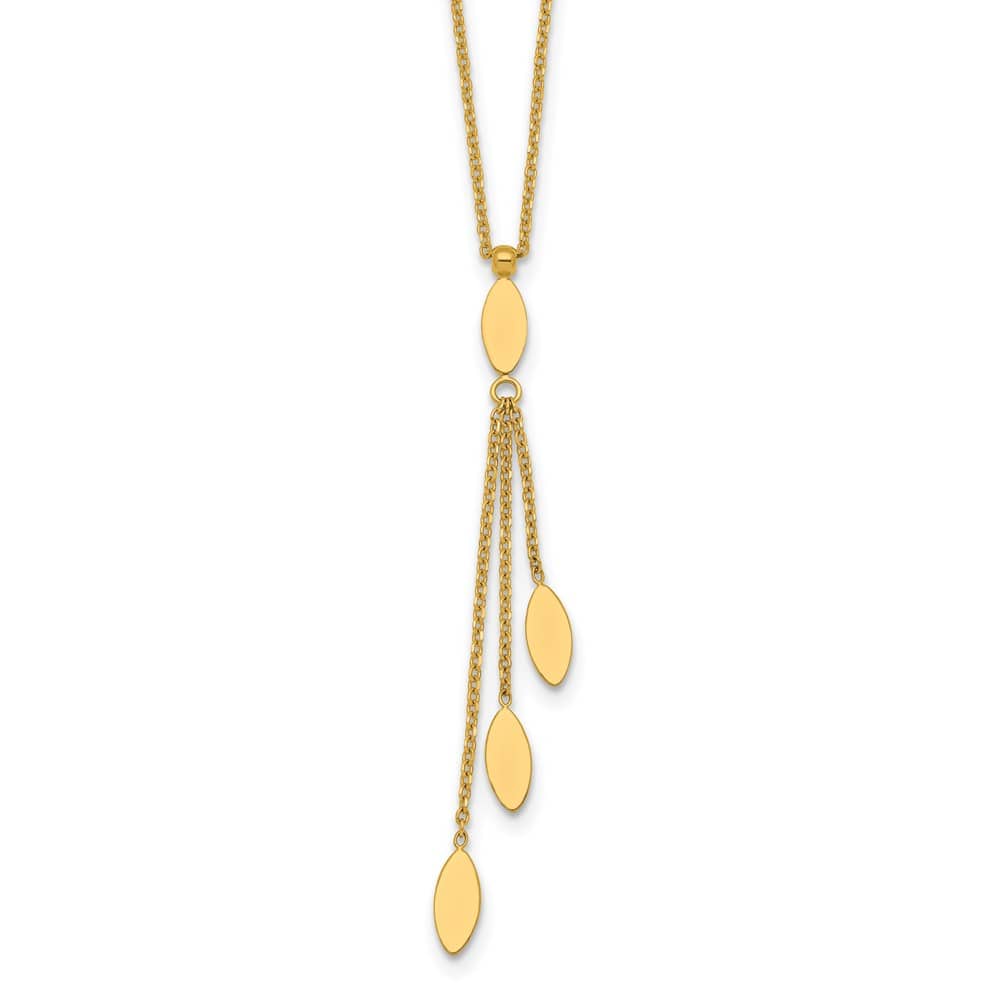 14K Yellow Gold Polished Oval 3-Dangles 18 inch Necklace