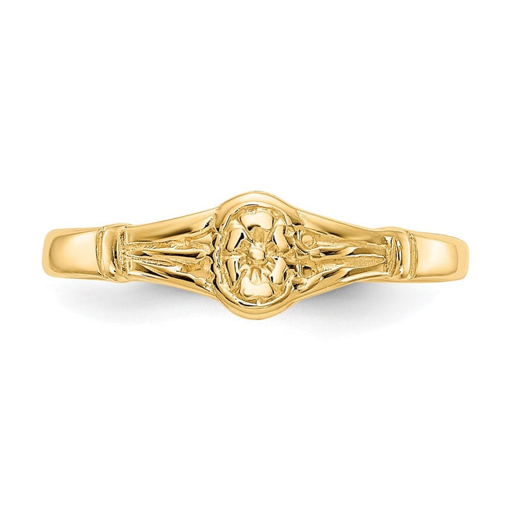 14k Yellow Gold Polished Oval Flower Ring