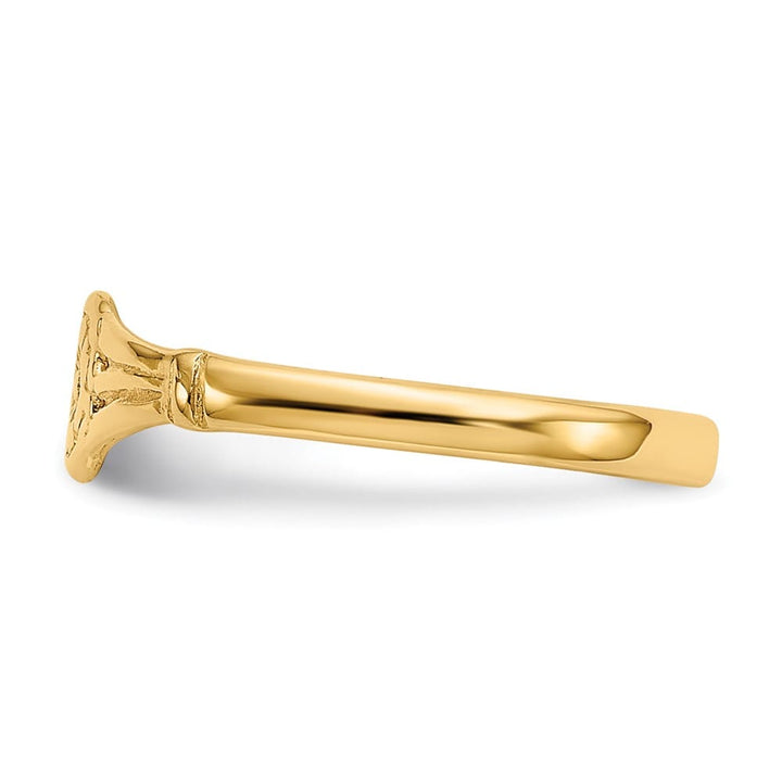 14k Yellow Gold Polished Oval Flower Ring